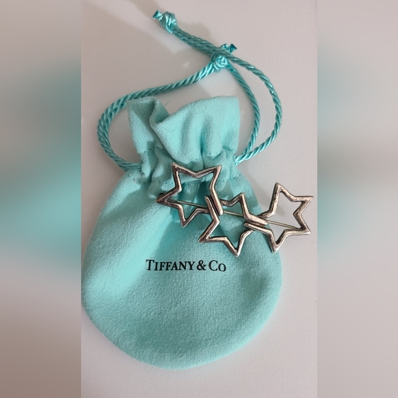 Tiffany and co vintage 1985 stars brooch & Bag 925 sterling...